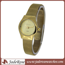 Gold Stainless Steel Band Lady Quartz Watch